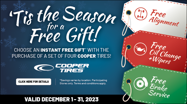 buy cooper tires and get a free gift of your choice